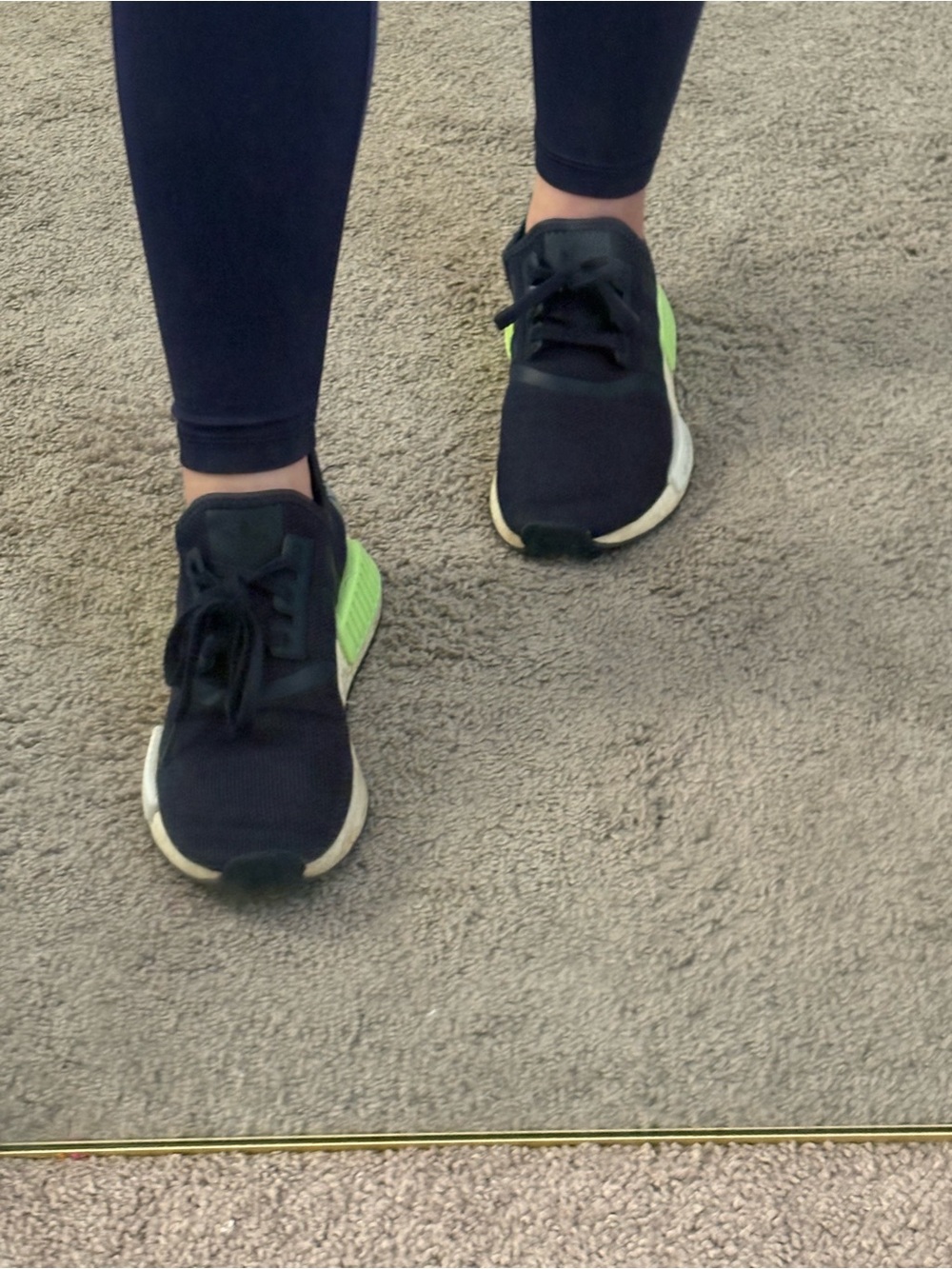 Kids Navy blue and Neon Green Athletic Adidas Sneakers Boost Nmd